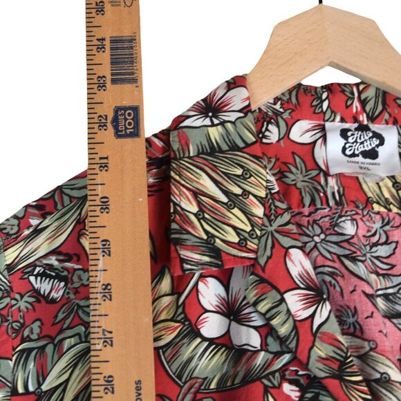 Hilo Hattie Hawaiian Shirt Red Tropical Floral Made in Hawaii Sz 3XL Aloha Camp - Picture 3 of 7